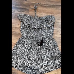 Linen-Blend Halter Romper for Women